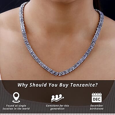 Karis Tanzanite Necklace in Platinum Bond, Double Row Necklace, Tanzanite Jewelry 20.50 ctw (18 Inches)