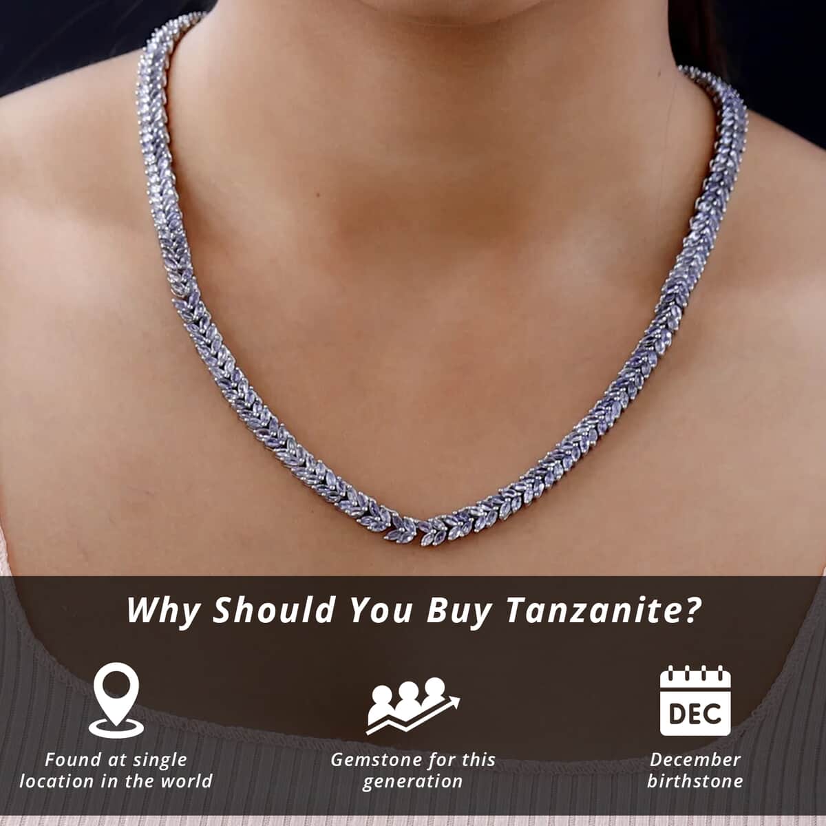 Karis Tanzanite Necklace in Platinum Bond, Double Row Necklace, Tanzanite Jewelry 20.50 ctw (18 Inches) image number 2
