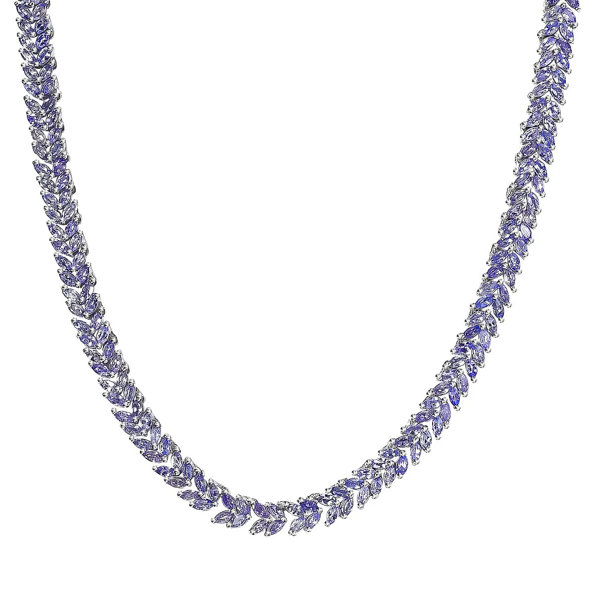 Karis Tanzanite Necklace in Platinum Bond, Double Row Necklace, Tanzanite Jewelry 20.50 ctw (18 Inches)