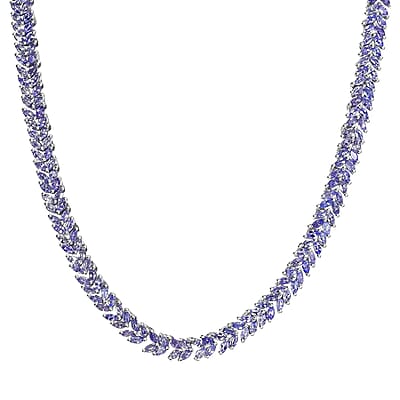 Karis Tanzanite Necklace in Platinum Bond, Double Row Necklace, Tanzanite Jewelry 20.50 ctw (18 Inches)