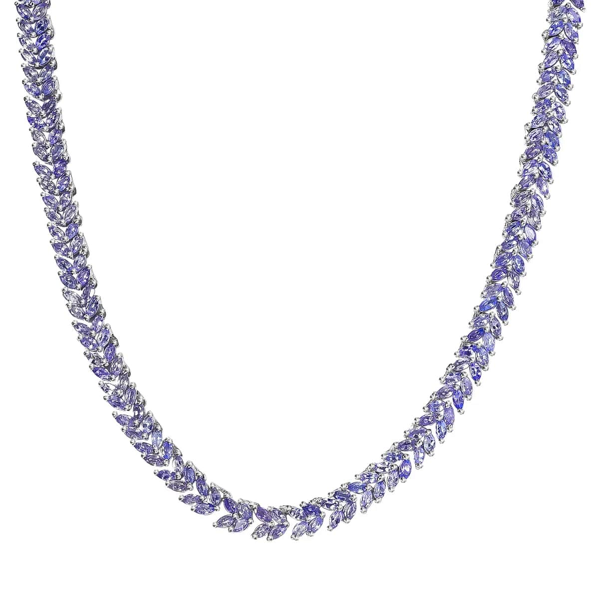 Karis Tanzanite Necklace in Platinum Bond, Double Row Necklace, Tanzanite Jewelry 20.50 ctw (18 Inches) image number 4