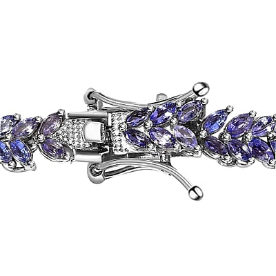 Karis Tanzanite Necklace in Platinum Bond, Double Row Necklace, Tanzanite Jewelry 20.50 ctw (18 Inches)