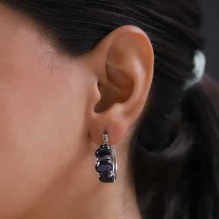 Midnight Sapphire Hoop Earrings in Platinum Over Sterling Silver 12.35 ctw image number 2