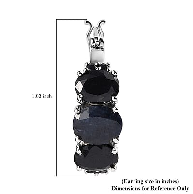 Midnight Sapphire Hoop Earrings in Platinum Over Sterling Silver 12.35 ctw
