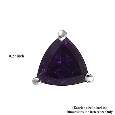 African Amethyst Solitaire Stud Earrings in Stainless Steel 1.00 ctw | Tarnish-Free, Waterproof, Sweat Proof Jewelry