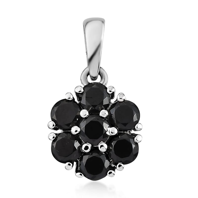 Thai Black Spinel Pendant in Stainless Steel 1.25 ctw