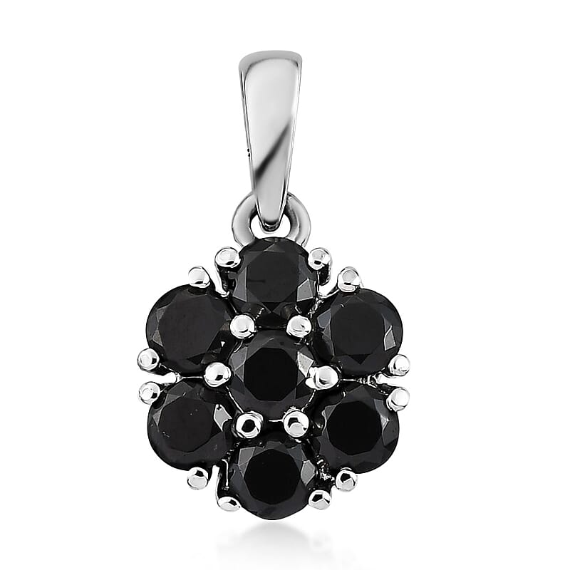 Thai Black Spinel Pendant in Stainless Steel 1.25 ctw