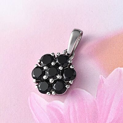 Thai Black Spinel Pendant in Stainless Steel 1.25 ctw
