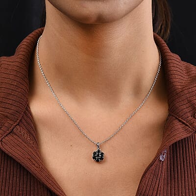 Thai Black Spinel Pendant in Stainless Steel 1.25 ctw