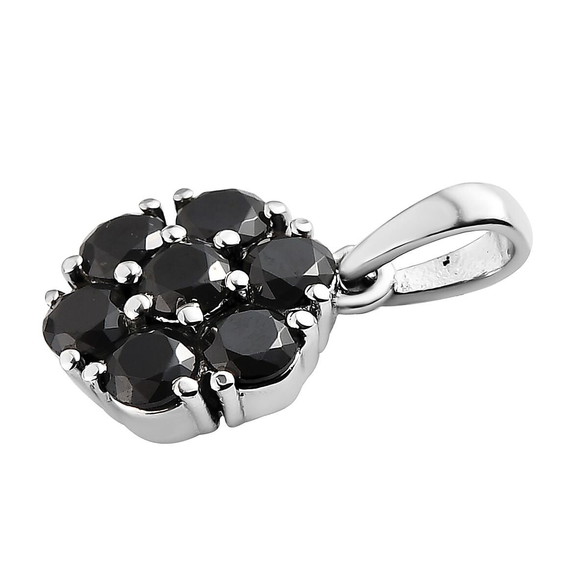 Natural Thai Black Spinel Pendant in Stainless Steel 1.25 ctw image number 5