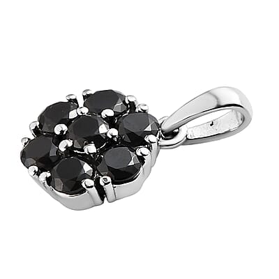 Thai Black Spinel Pendant in Stainless Steel 1.25 ctw