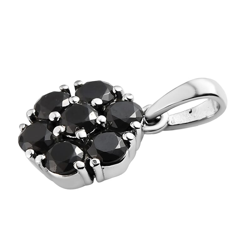 Thai Black Spinel Pendant in Stainless Steel 1.25 ctw
