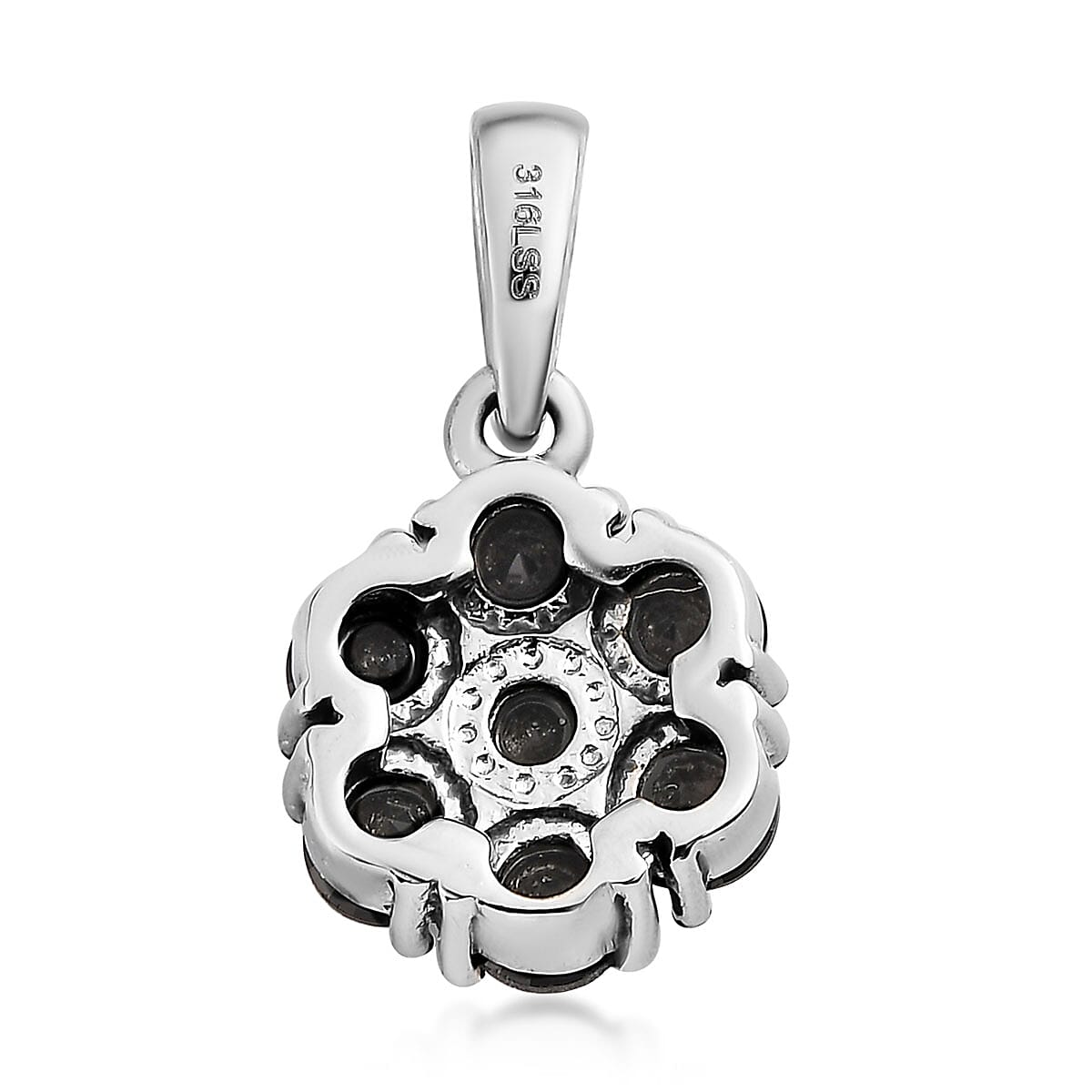 Natural Thai Black Spinel Pendant in Stainless Steel 1.25 ctw image number 6