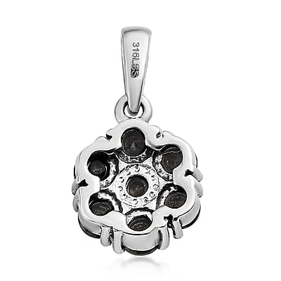 Thai Black Spinel Pendant in Stainless Steel 1.25 ctw