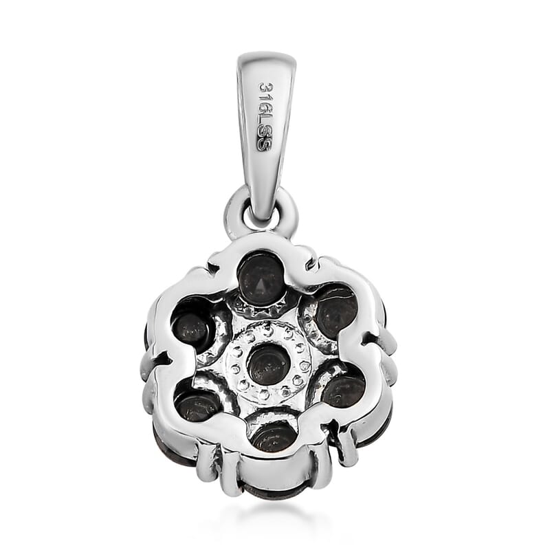 Thai Black Spinel Pendant in Stainless Steel 1.25 ctw