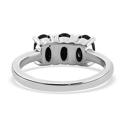 Thai Black Spinel 3 Stone Ring in Stainless Steel (Size 6.0) 2.00 ctw