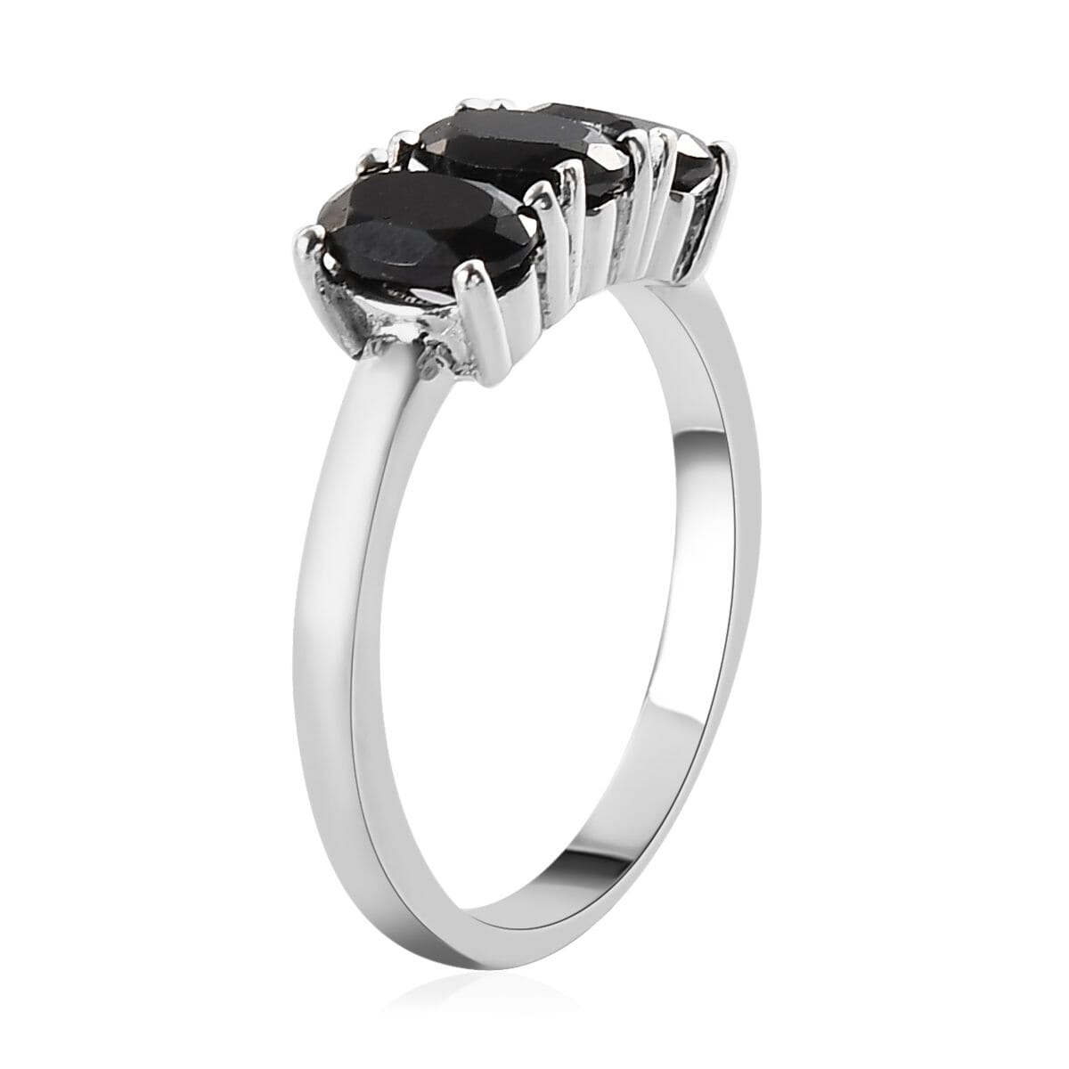 Thai Black Spinel 3 Stone Ring in Stainless Steel (Size 8.0) 2.00 ctw image number 3