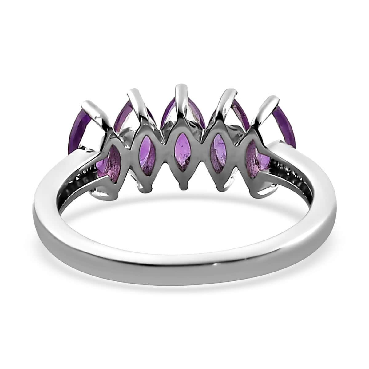 Amethyst Ring in Stainless Steel 1.15 ctw image number 4