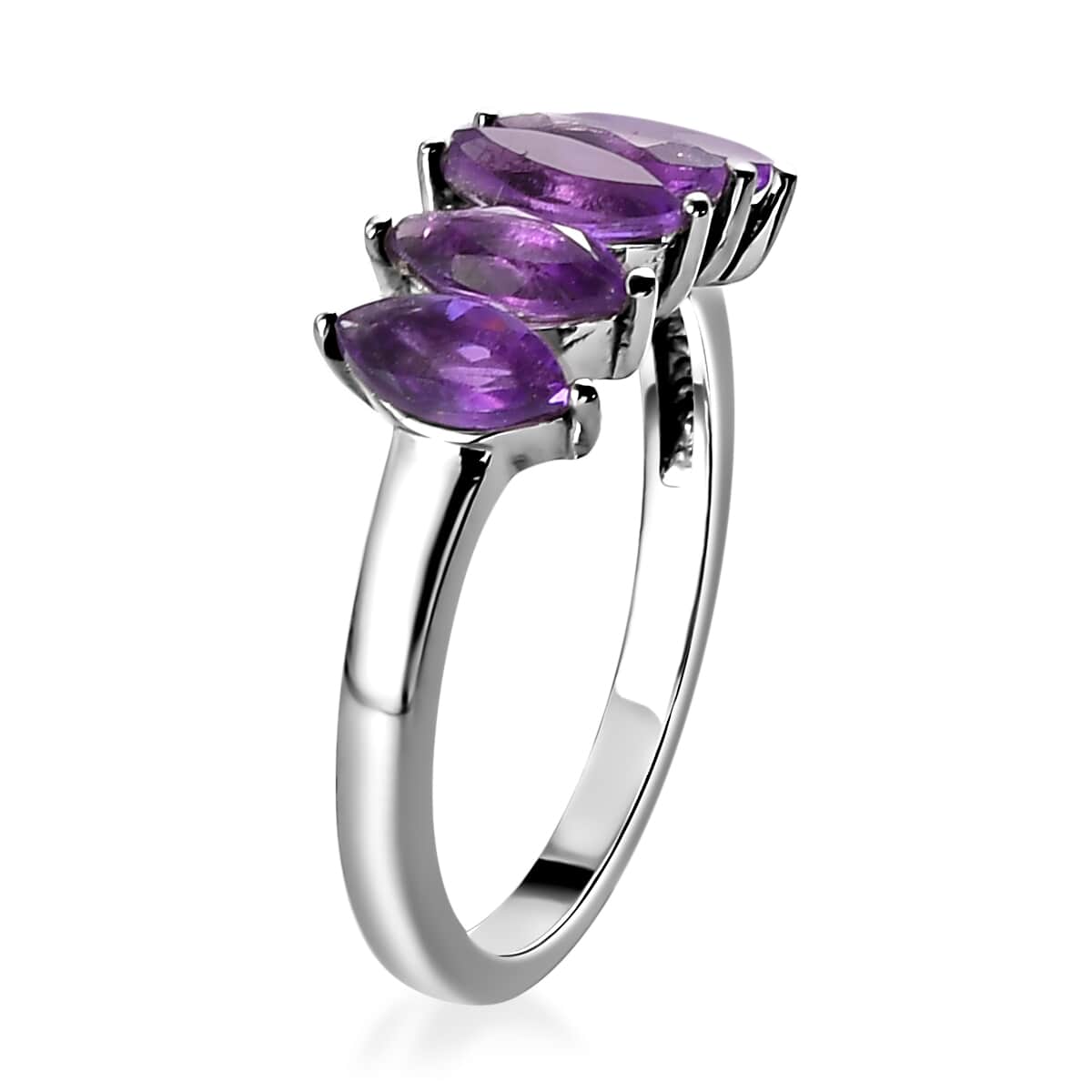 Amethyst Ring in Stainless Steel 1.15 ctw image number 5