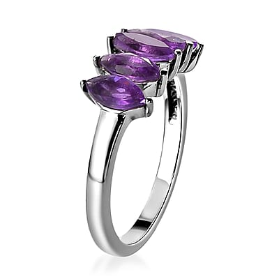 Amethyst Ring in Stainless Steel (Size 6.0) 1.15 ctw
