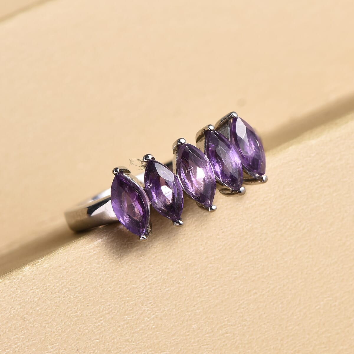 Amethyst Ring in Stainless Steel (Size 7.0) 1.15 ctw image number 3