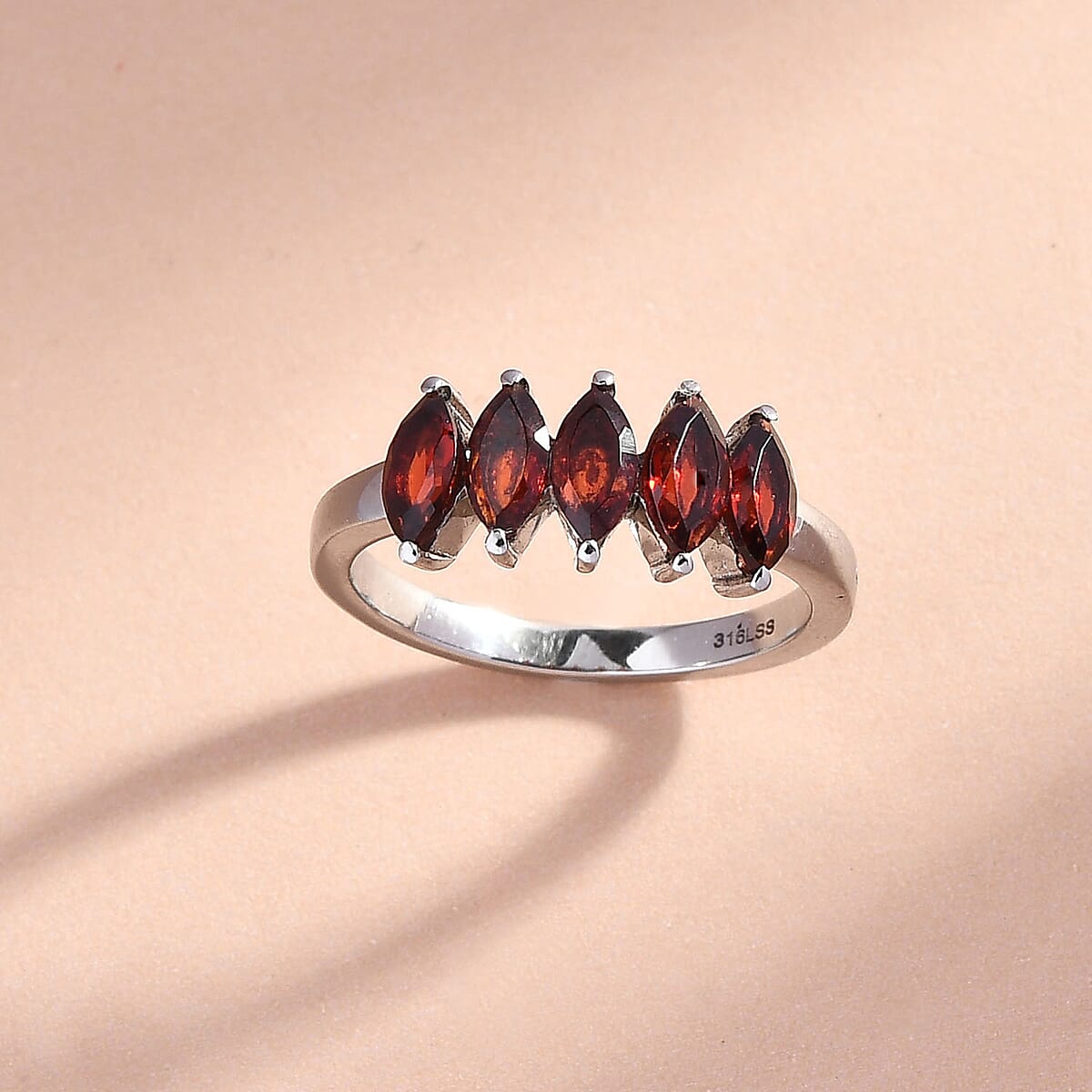 Mozambique Garnet Ring in Stainless Steel (Size 8.0) 1.15 ctw image number 1