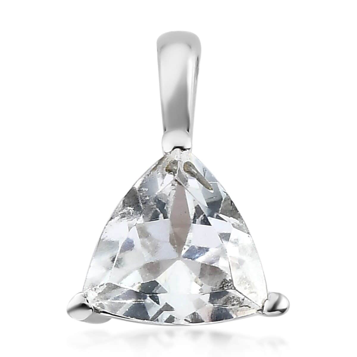 White Topaz Solitaire Pendant in Stainless Steel 1.35 ctw image number 0