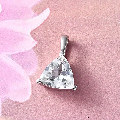 White Topaz Solitaire Pendant in Stainless Steel 1.35 ctw , Tarnish-Free, Waterproof, Sweat Proof Jewelry
