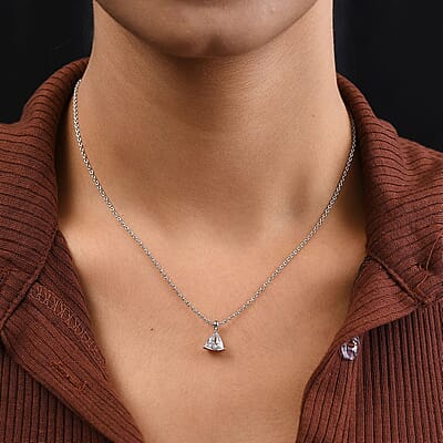 White Topaz Solitaire Pendant in Stainless Steel 1.35 ctw , Tarnish-Free, Waterproof, Sweat Proof Jewelry