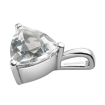 White Topaz Solitaire Pendant in Stainless Steel 1.35 ctw , Tarnish-Free, Waterproof, Sweat Proof Jewelry