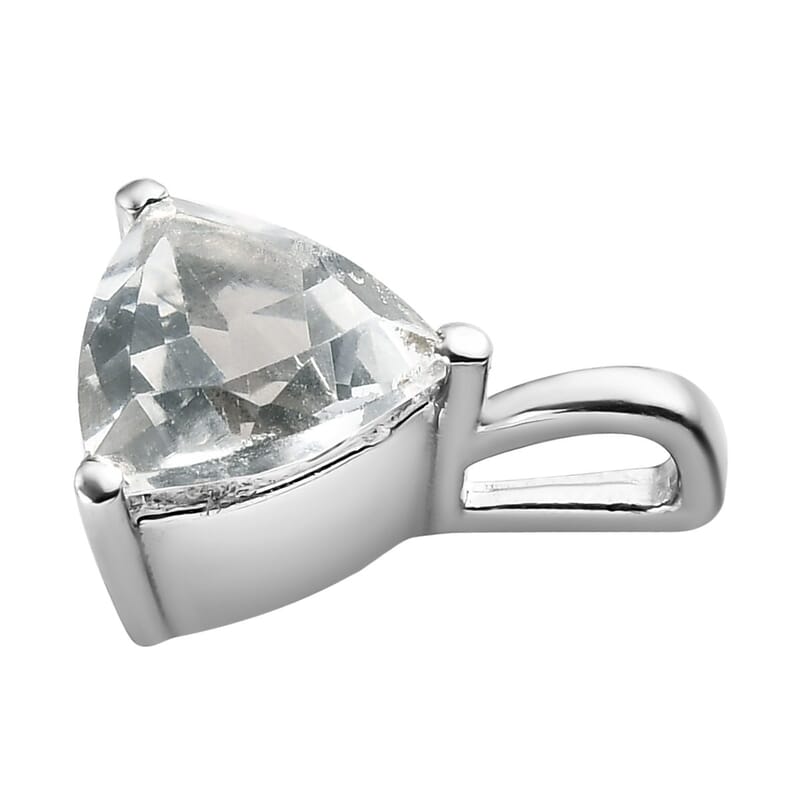 White Topaz Solitaire Pendant in Stainless Steel 1.35 ctw , Tarnish-Free, Waterproof, Sweat Proof Jewelry