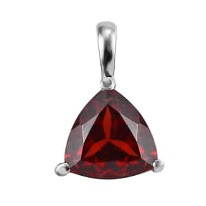 Mozambique Garnet Solitaire Pendant in Stainless Steel 1.25 ctw