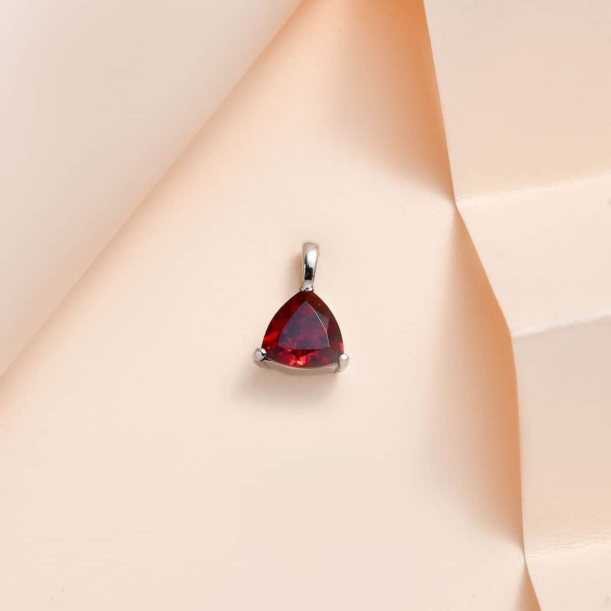 Mozambique Garnet Solitaire Pendant in Stainless Steel 1.25 ctw image number 1
