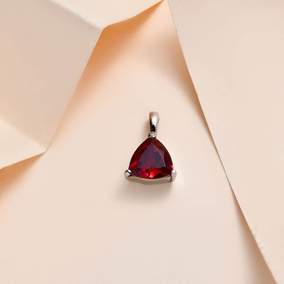 Mozambique Garnet Solitaire Pendant in Stainless Steel 1.25 ctw image number 3