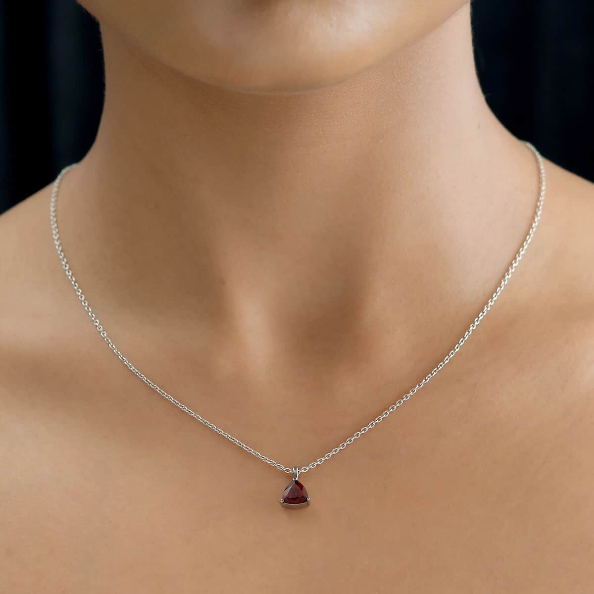 Mozambique Garnet Solitaire Pendant in Stainless Steel 1.25 ctw image number 4