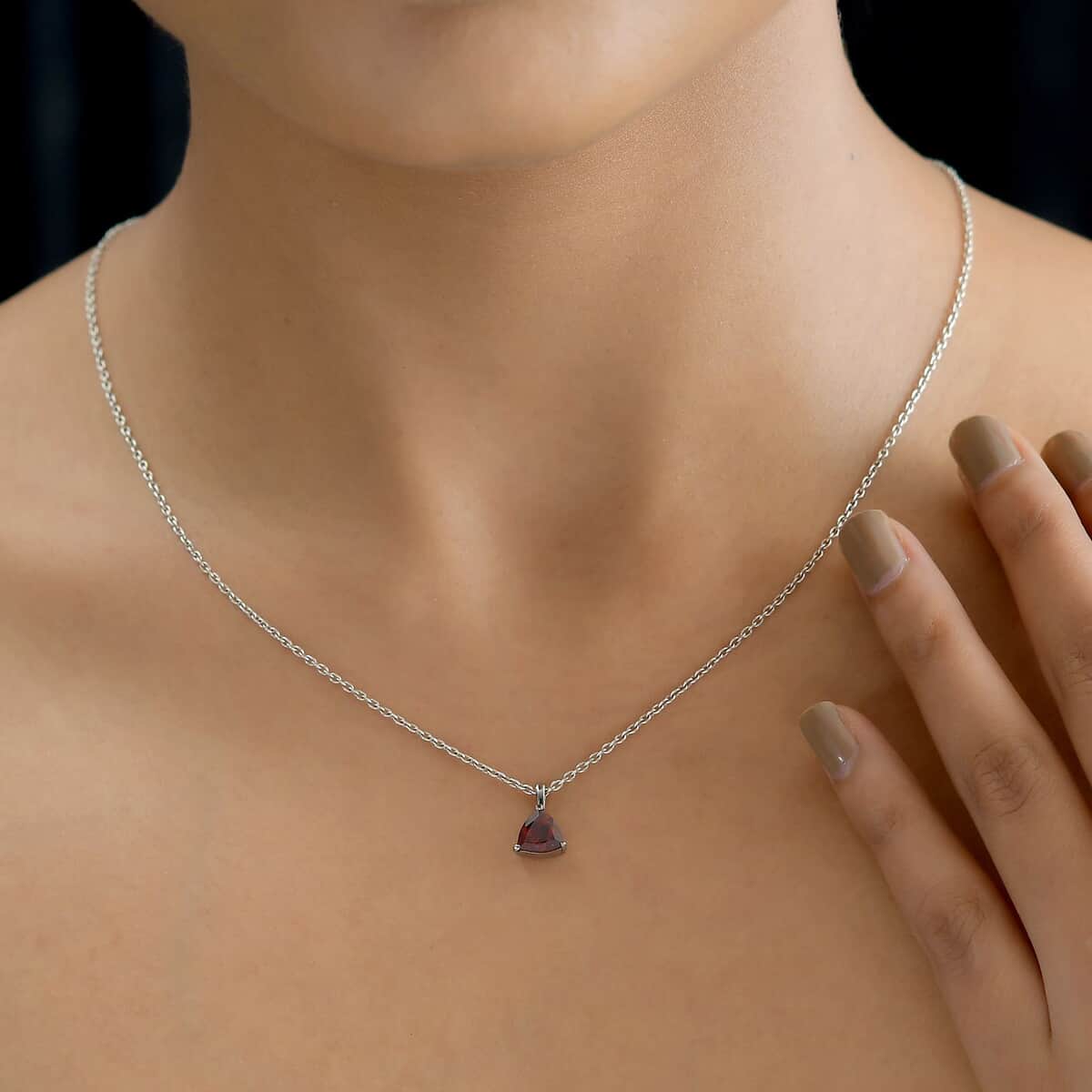 Mozambique Garnet Solitaire Pendant in Stainless Steel 1.25 ctw image number 5