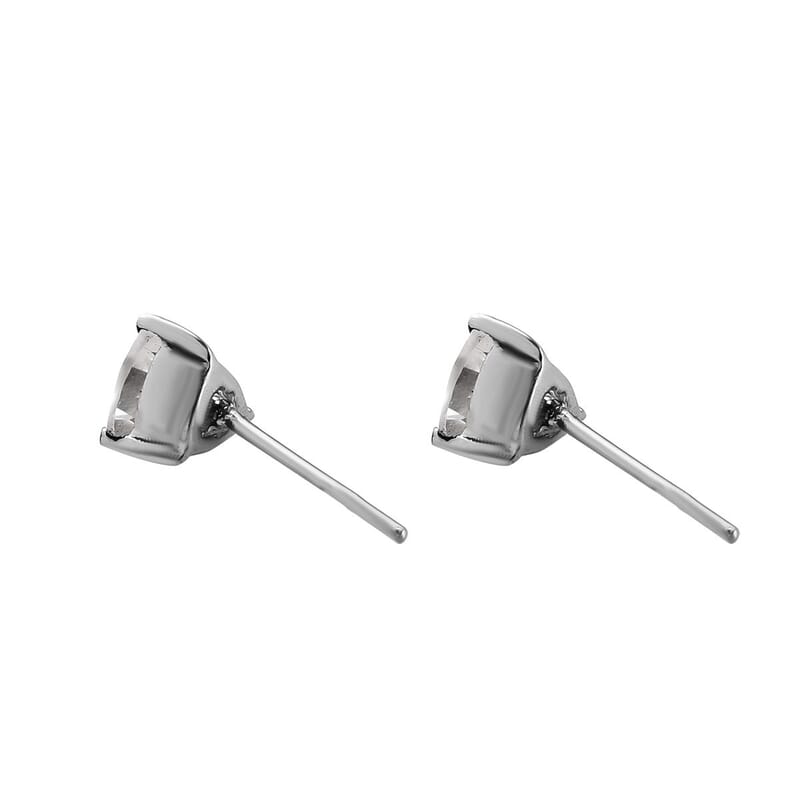 White Topaz Solitaire Stud Earrings in Stainless Steel 1.50 ctw