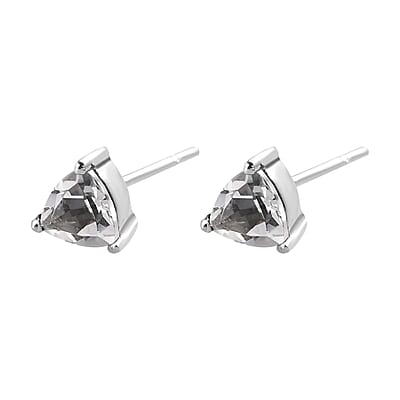 White Topaz Solitaire Stud Earrings in Stainless Steel 1.50 ctw