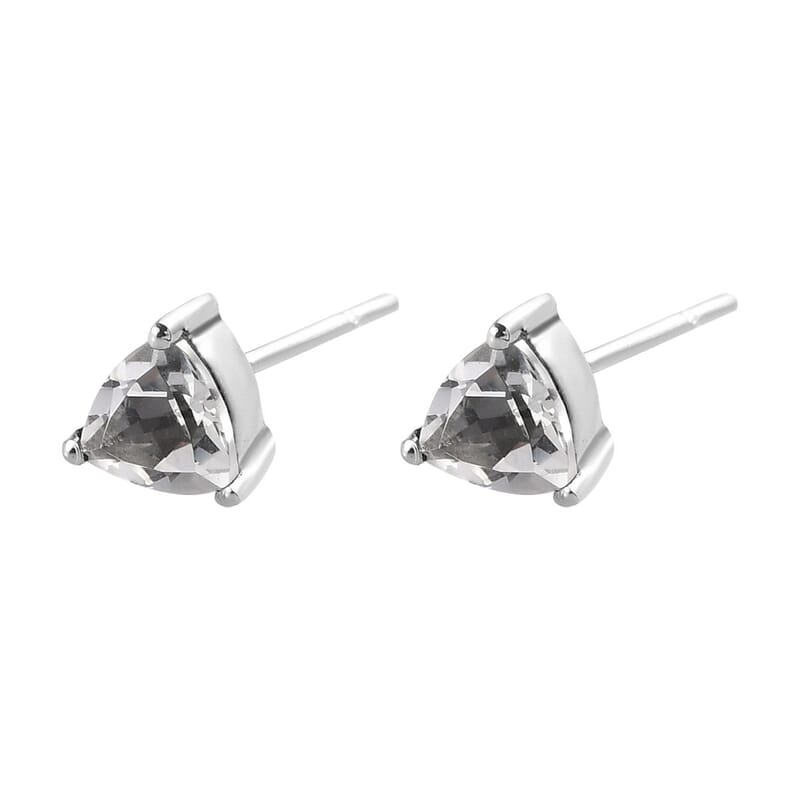 White Topaz Solitaire Stud Earrings in Stainless Steel 1.50 ctw