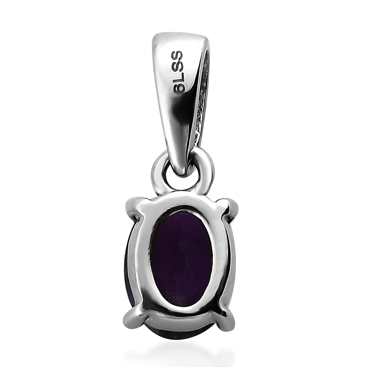 Amethyst Solitaire Pendant in Stainless Steel 1.30 ctw