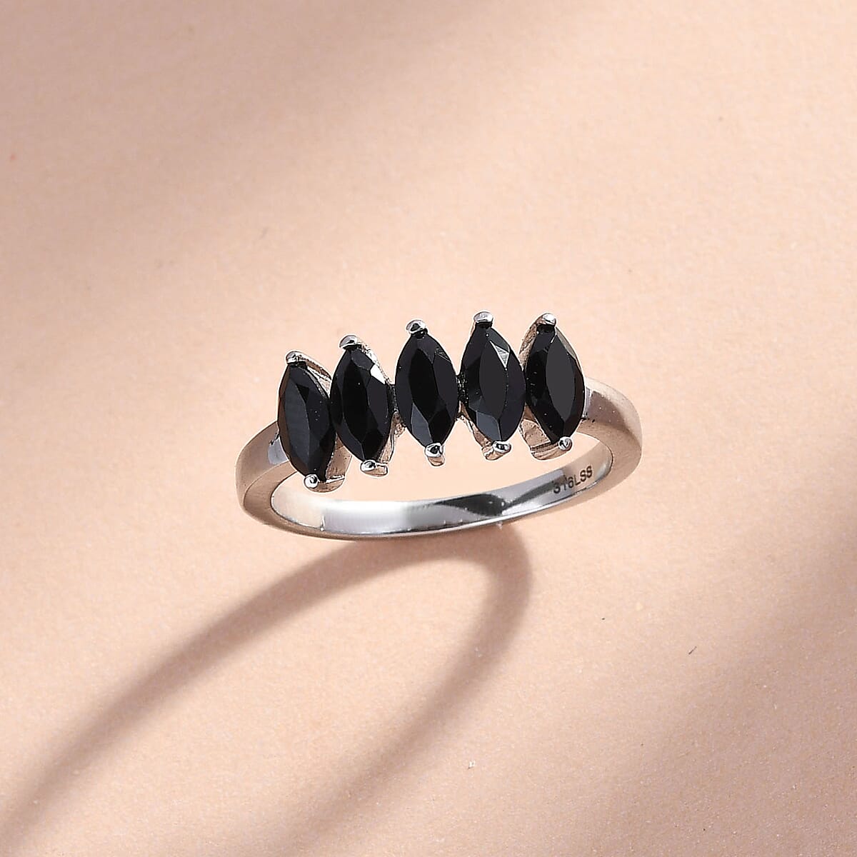 Thai Black Spinel Ring in Stainless Steel (Size 8.0) 1.15 ctw image number 1