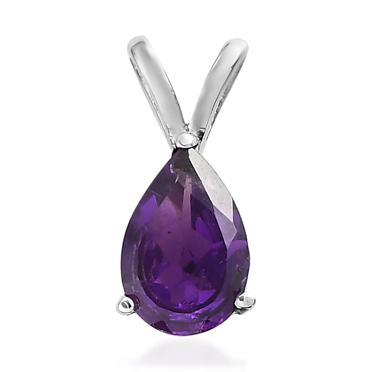 Amethyst Solitaire Pendant in Stainless Steel 1.15 ctw image number 0