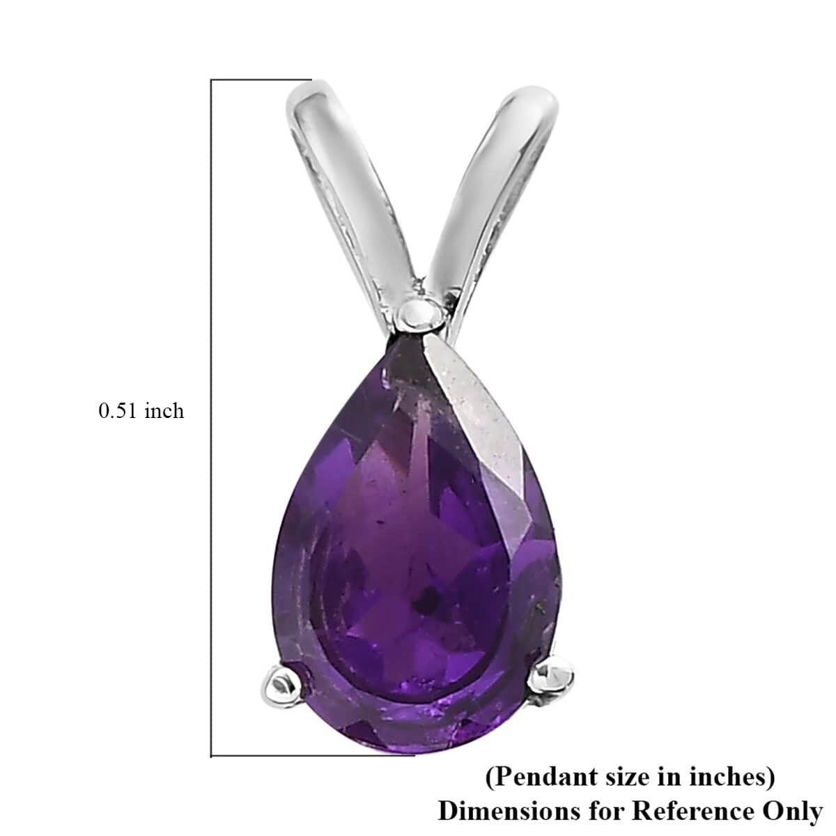 Amethyst Solitaire Pendant in Stainless Steel 1.15 ctw image number 6