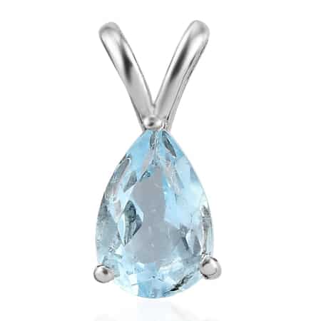 Sky Blue Topaz Solitaire Pendant ion Stainless Steel 1.50 ctw image number 0