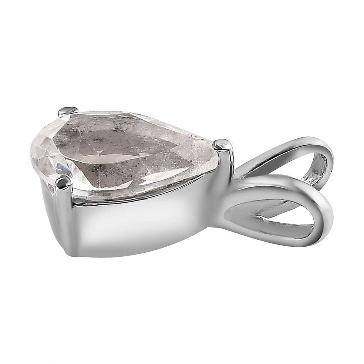 White Topaz Solitaire Pendant in Stainless Steel 1.40 ctw image number 4