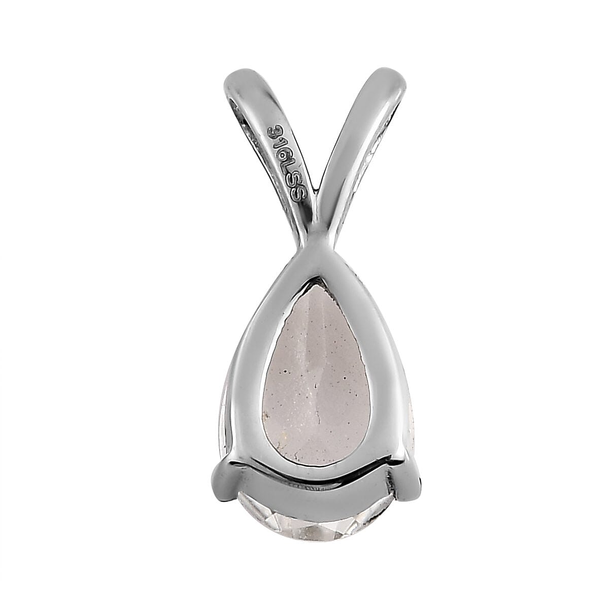 White Topaz Solitaire Pendant in Stainless Steel 1.40 ctw image number 5