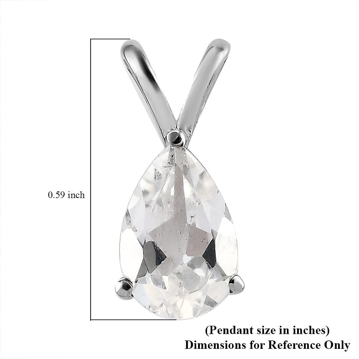 White Topaz Solitaire Pendant in Stainless Steel 1.40 ctw image number 6