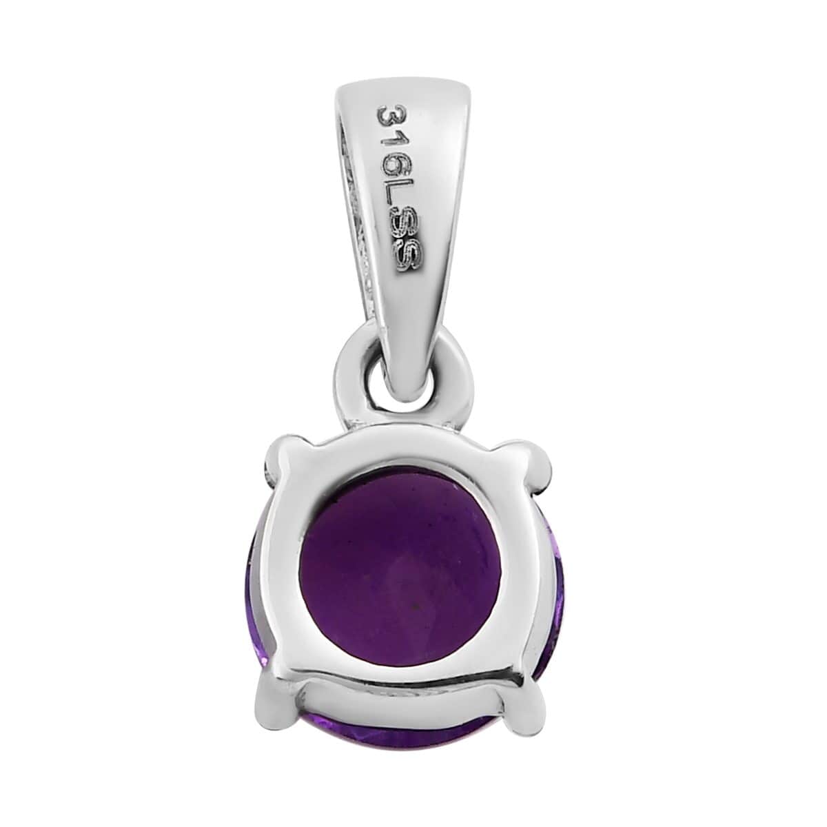 Amethyst Solitaire Pendant in Stainless Steel 1.25 ctw image number 5