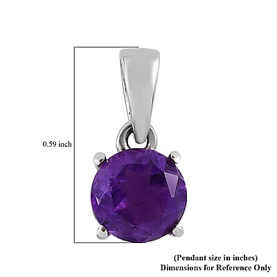 Amethyst Solitaire Pendant in Stainless Steel 1.25 ctw