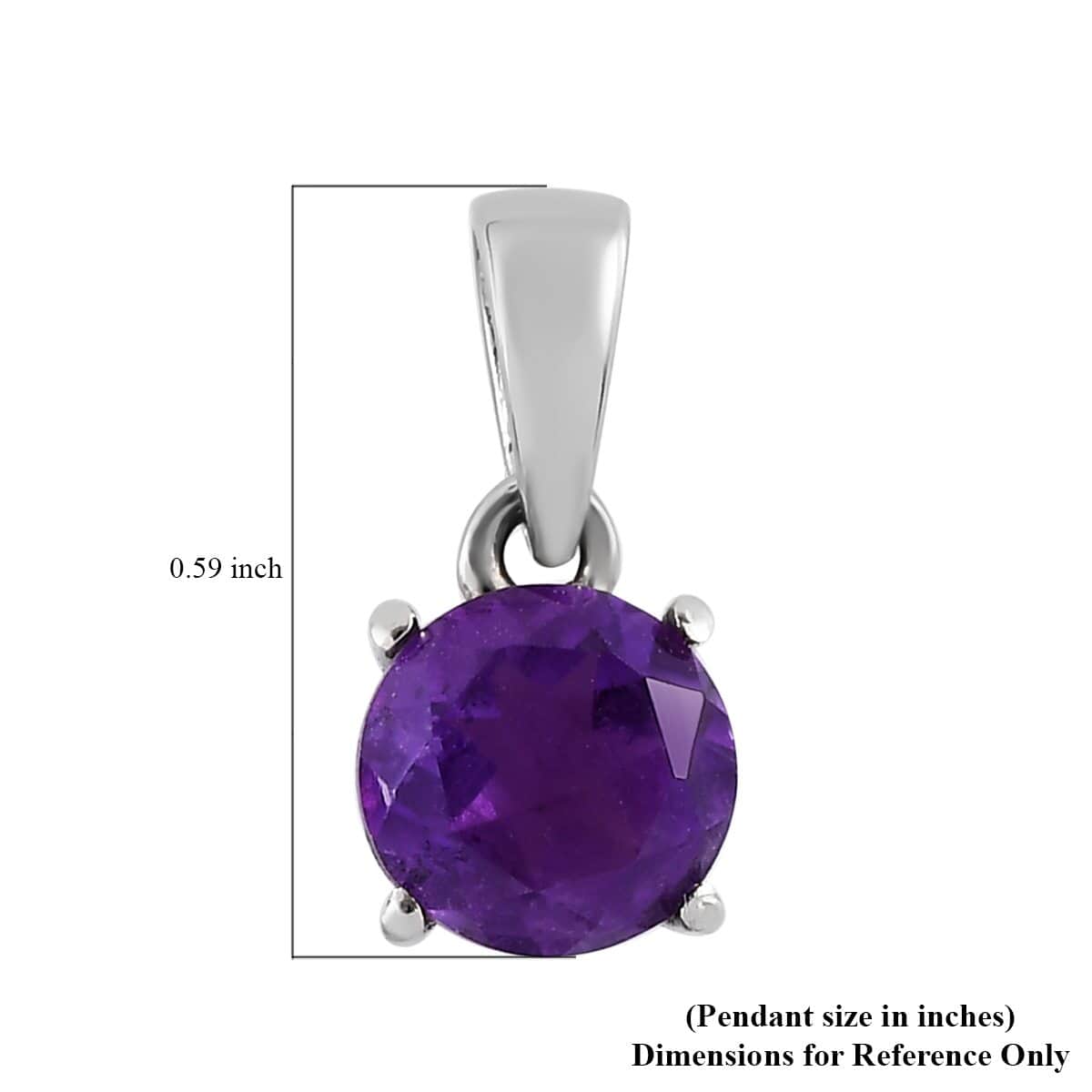 Amethyst Solitaire Pendant in Stainless Steel 1.25 ctw image number 6